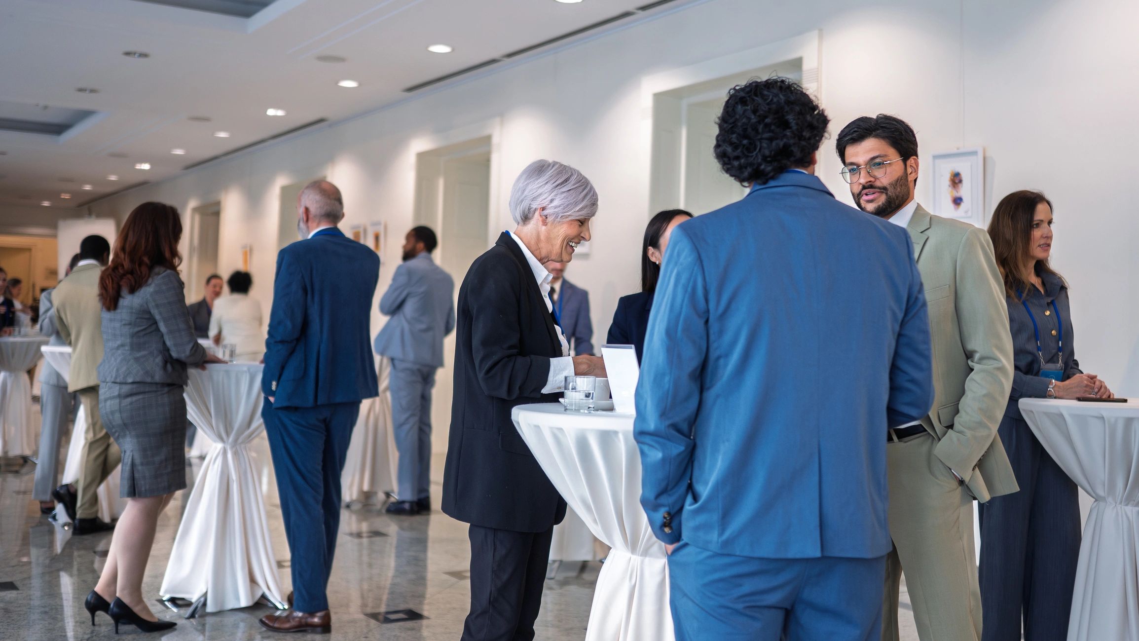 Guests networking at an event